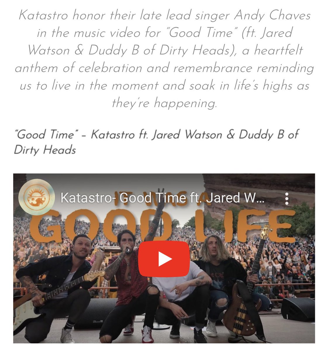 Get a first look at the “Good Time” music video - check out the premiere with @AtwoodMagazine atwoodmagazine.com/ktgt-katastro-…