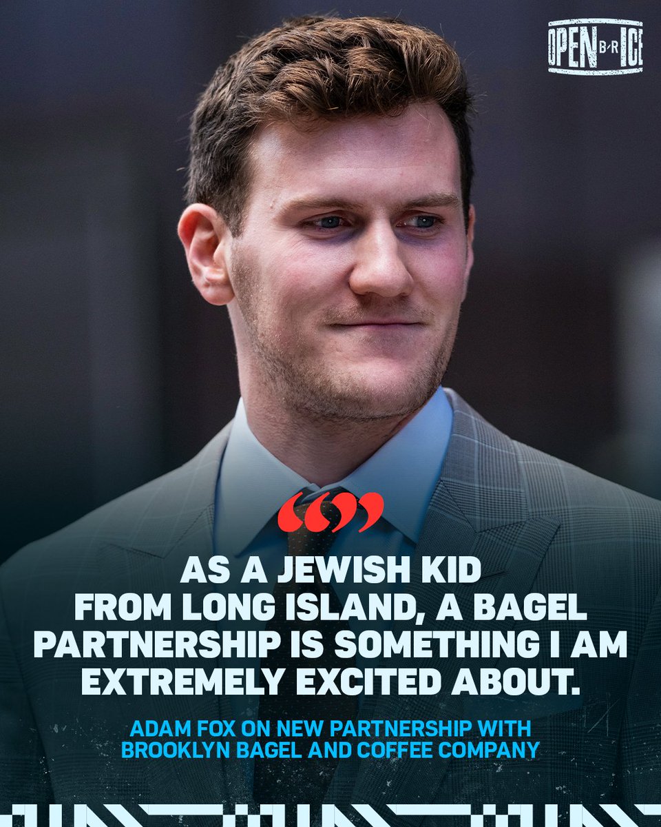 Adam Fox has announced a partnership with Brooklyn Bagel and Coffee Company, which includes an interview-style show called "Bagels and Fox" and a menu item called "The Foxy" 🥯🔥