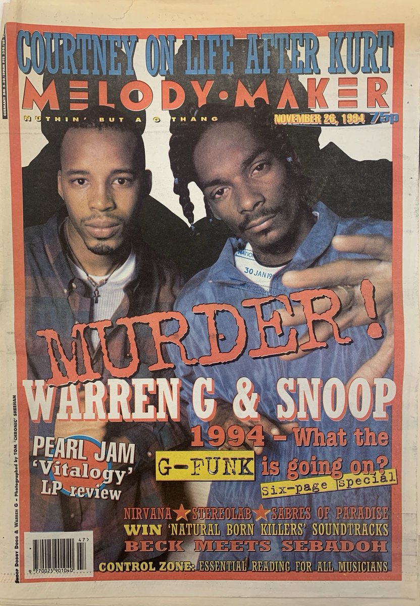 It’s Snoop and Warren G! Melody Maker, 26 November 1994. #MelodyMaker #MyLifeInTheUKMusicPress #1994