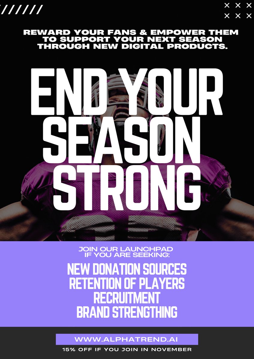 Looking to end your football season strong? 
Allow your fans to support your athletes through new digital product introduction.
Reach out today to learn more!
#NIL #NCAA #CollegeFootball #CollegeBasketball