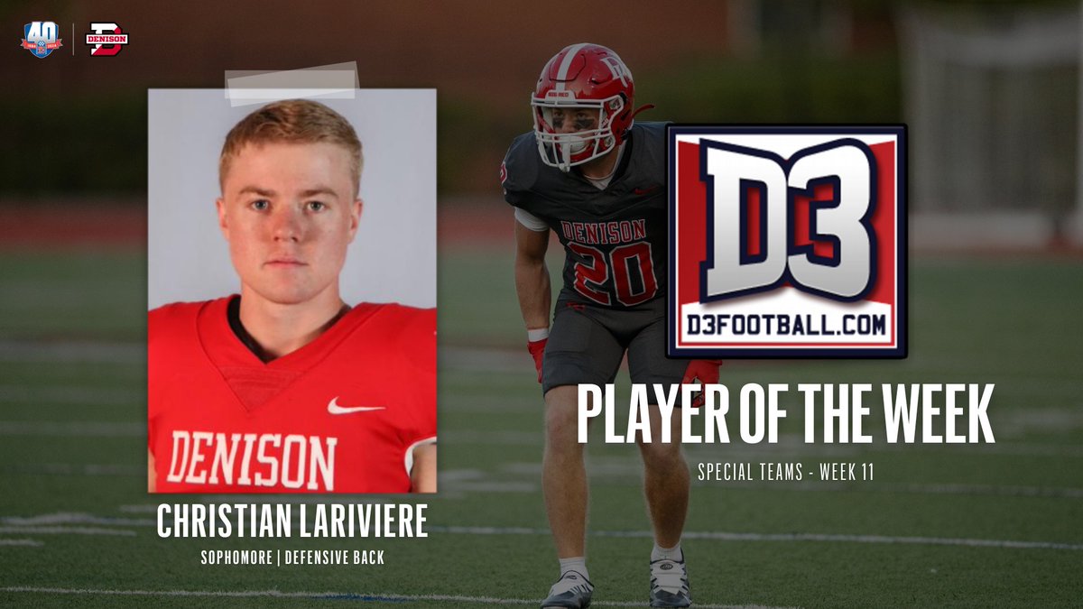 .@DUFootball's Lariviere Named to @d3football Team of the Week #NCACPride | #NCACfb 📰 tinyurl.com/547x7btz