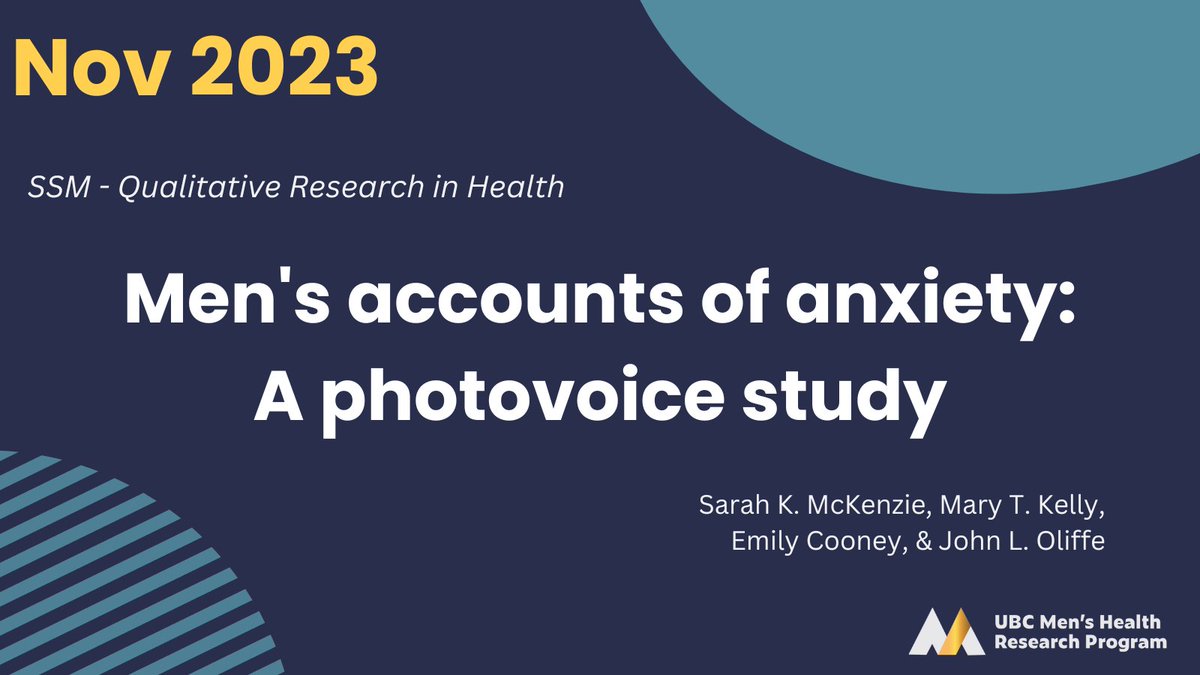 UBC Men’s Health Research Program (@menshealthubc) on Twitter photo 🚨New Article Alert!🚨
Using photovoice, <a href="/SareMckenzie/">Sarah McKenzie</a> studies the ways in which men in New Zealand experience & embody anxiety, and how they manage the uncertainties of living with anxiety disorders.
▶️Read the article for more info!
doi.org/10.1016/j.ssmq… 🚨New Article Alert!🚨
Using photovoice, <a href="/SareMckenzie/">Sarah McKenzie</a> studies the ways in which men in New Zealand experience & embody anxiety, and how they manage the uncertainties of living with anxiety disorders.
▶️Read the article for more info!
doi.org/10.1016/j.ssmq…