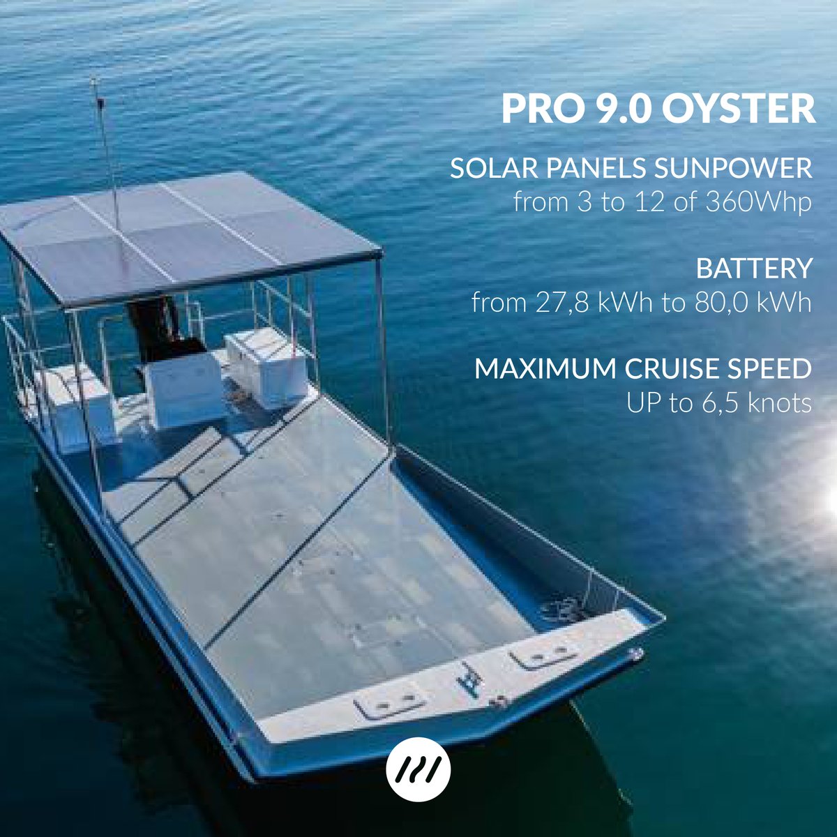 PRO 9.0 OYSTER: Innovation Meets Nature's Resources. Our engineering team crafted this versatile vessel for oyster nurseries and beyond. With an 8.85m x 3.05m size, it adapts to various tasks, from goods transport to passenger conveyance. #InnovativeVessel #Sustainability