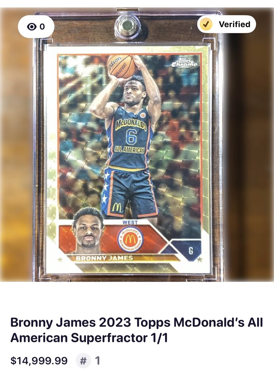 midwestboxbreak's tweet image. The Bronny James 1/1 Superfractor is now listed in MBB Marketplace!

I’ll throw in $100 in Break Credit to the tag or repost that leads to a sale! 

Bronny James 2023 Topps McDonald’s All American Superfractor 1/1 $14,999.99 - district.net/product/bronny…