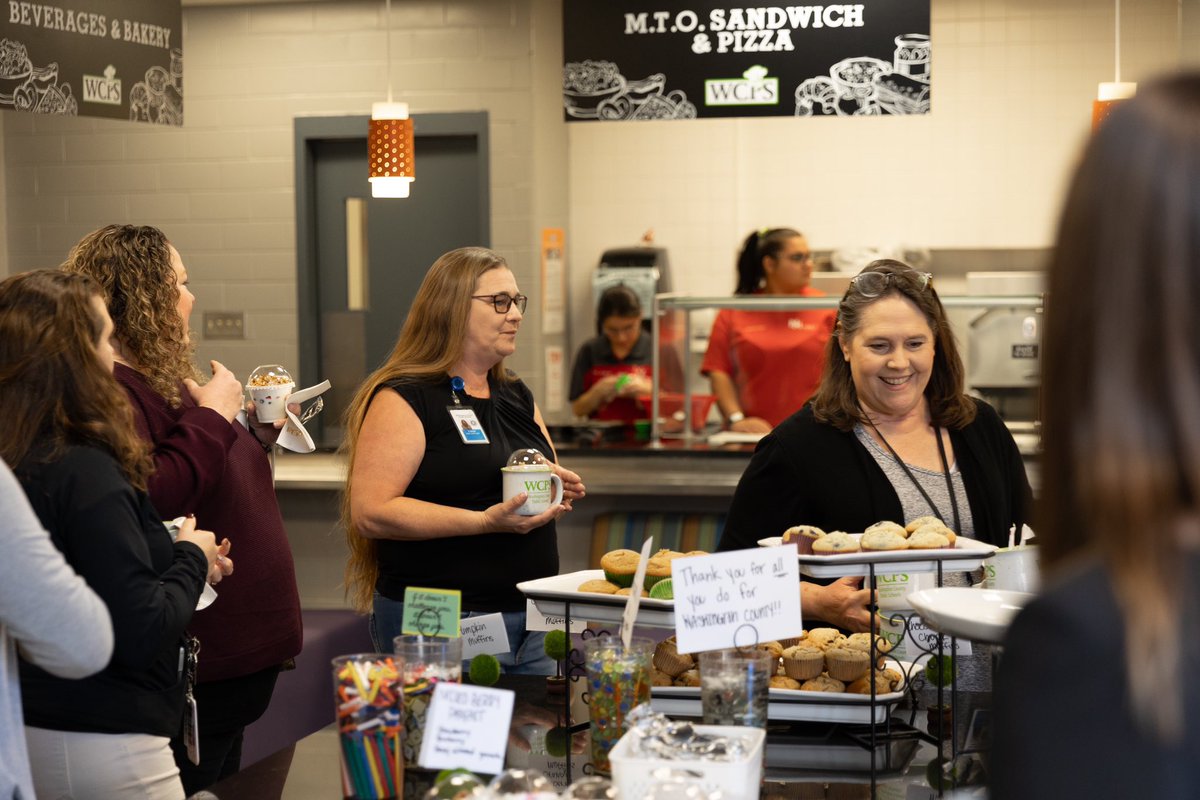 Celebrating American Education Week with so much gratitude for our extraordinary @wcpsmd employees. TY for all you invest in our Ss’ success. You are the heart of education! Shout out to @HubsNHHS Hospitality and Tourism students setting up a spread to help us show our thanks. 🍎