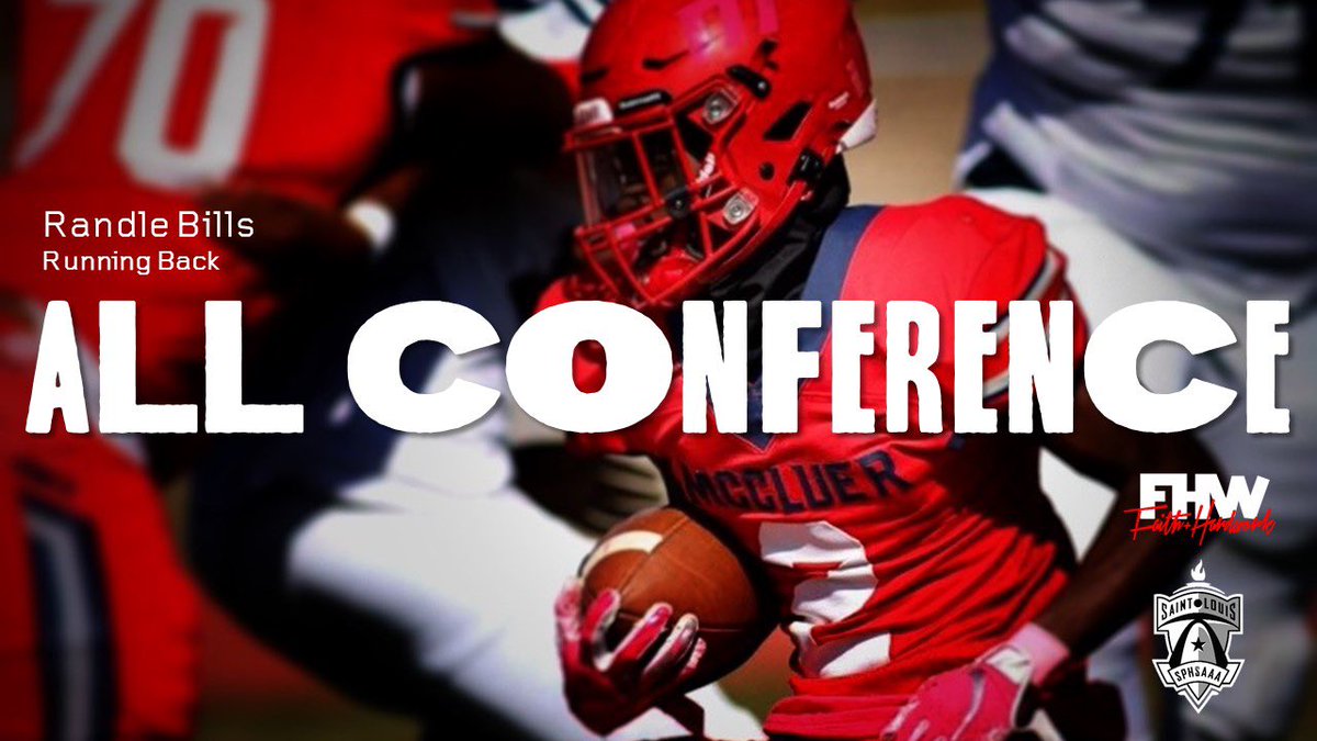 McCluer_FB's tweet photo. Senior RB Randle Bills was voted 2nd Team #AllConference by the coaches in the Suburban Conference for the 2023 season.

#FHW | #202E https://t.co/TGFUCOhiFJ