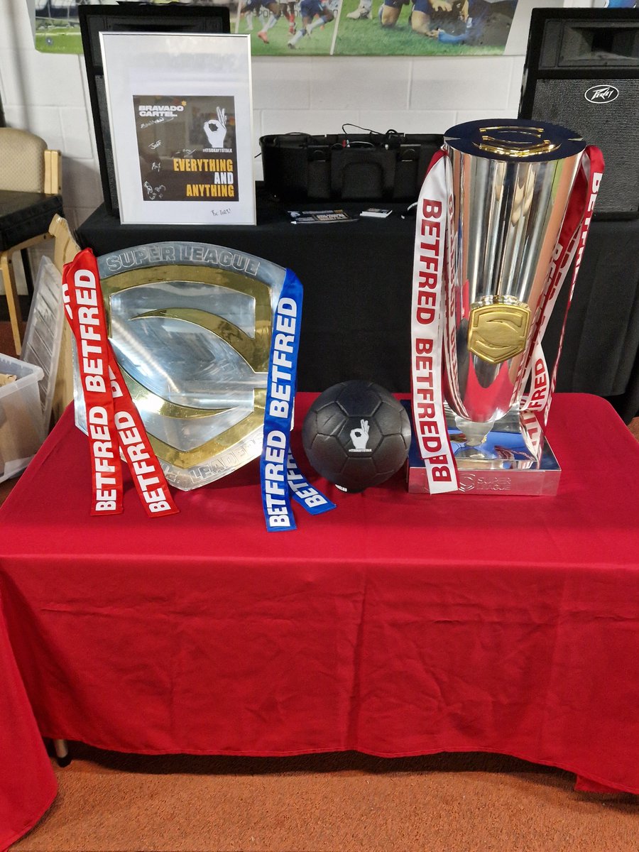 CHAMPIONS Thank you to @WiganWarriorsRL for giving some of our lads the chance to see the League Leaders' and Super League trophy ahead of the ANDYSMANCLUB Wigan session on Monday night!