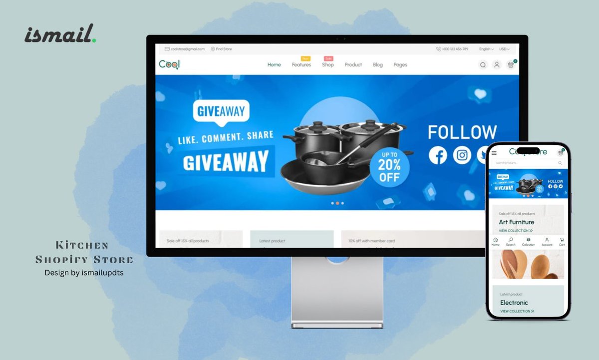 ismailupdts's tweet image. Unleash the chef in you with our sleek and stylish Shopify kitchen store website! 🍳✨ As a web designer, I&apos;ve blended aesthetics with functionality to provide you with a seamless online shopping experience. Discover the perfect tools for your kitchen adventures! 🖥️🛒 #Shopify