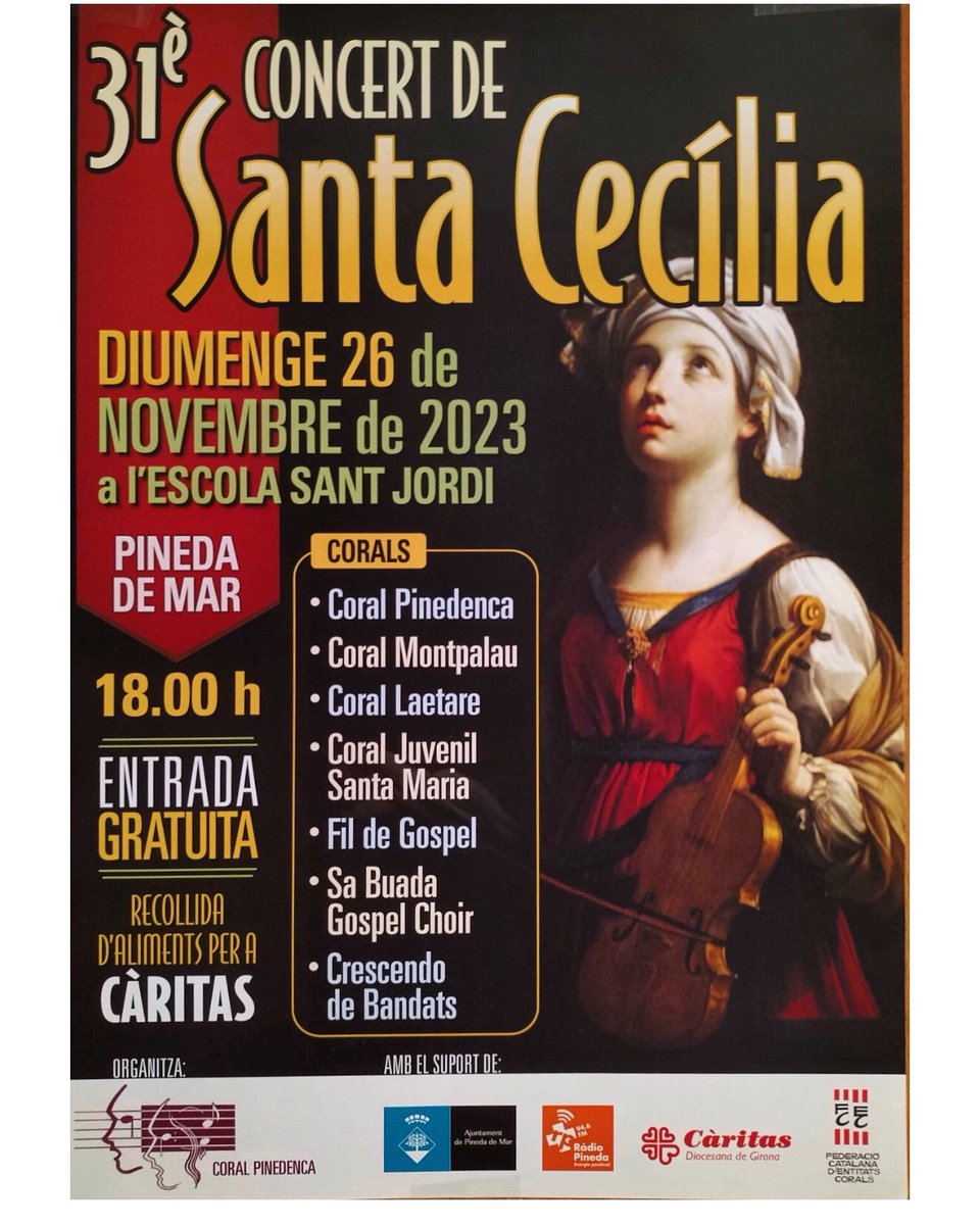 Sa Buada Gospel Choir torna a participar al concert de celebració de Santa Cecília amb  tots els nostres companys de les diferents corals de Pineda, un concert organitzat per la Coral Pinedenca✨

Serà una tarda fantàstica plena de música!🎶🎶