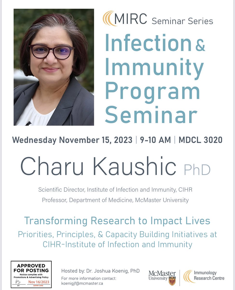 Looking forward to discussing how health research is funded in Canada, how that affects your research and how your research can have impact, with Infection and Immunology Trainees <a href="/MacImmunology/">McMaster Immunology</a> <a href="/MacDeptMed/">McMaster University Department of Medicine</a> <a href="/McMasterIIDR/">McMaster IIDR</a>
