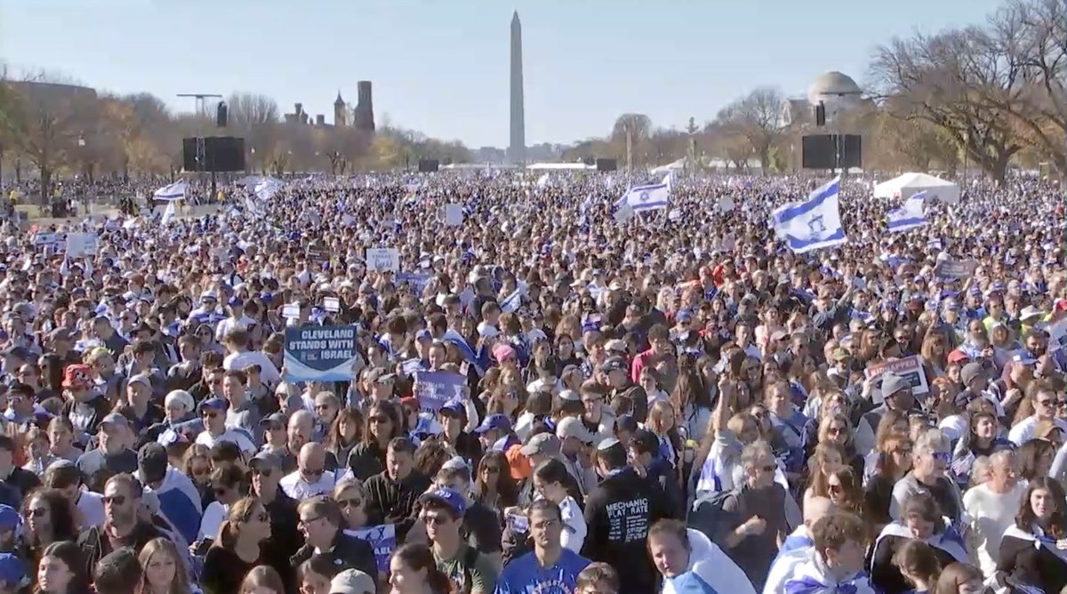 What an inspiring sea of Blue &amp; White at the National Mall in DC, with thousands and thousands here to #MarchForIsrael and call to #BringThemHomeNOW!