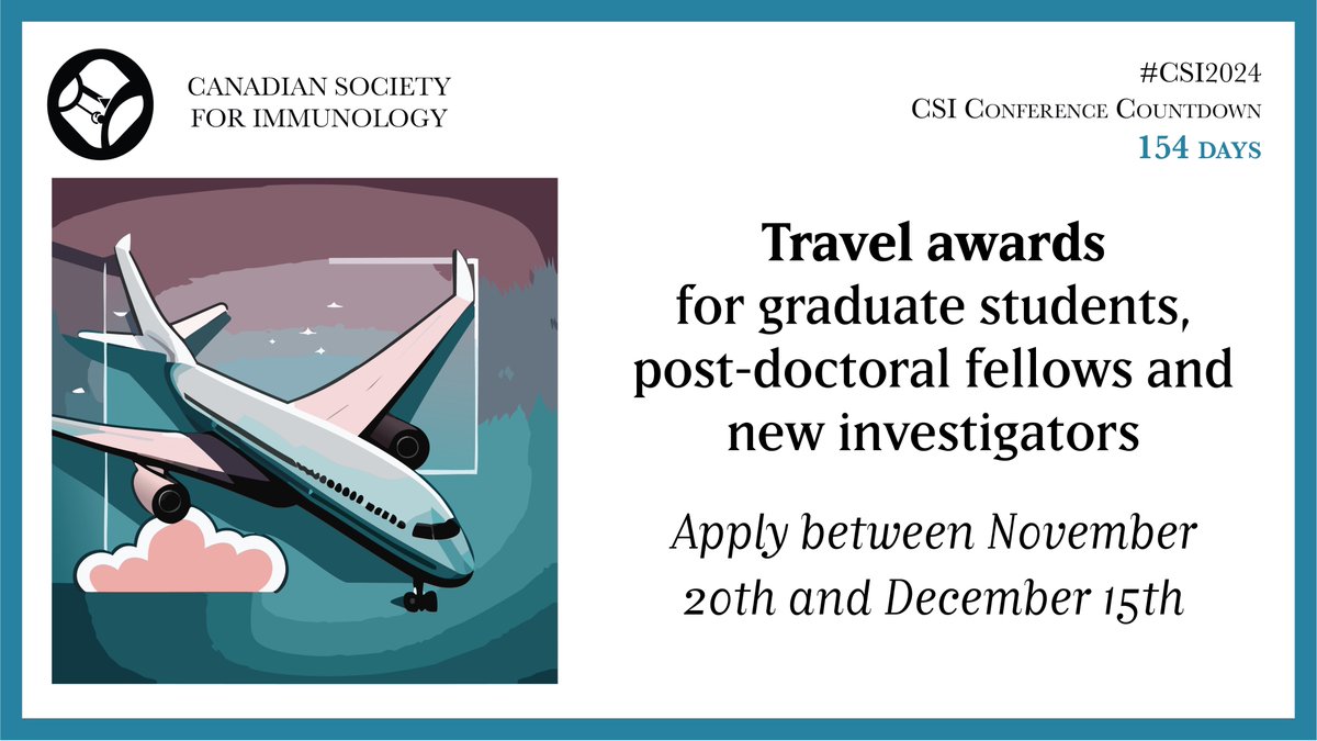 Graduate students, post-doc fellows and new investigators are welcomed to apply for travel awards between November 20th and December 15th. #CSI2024 will be held in Banff, Alberta. csi-sci.ca/scientific_mee…