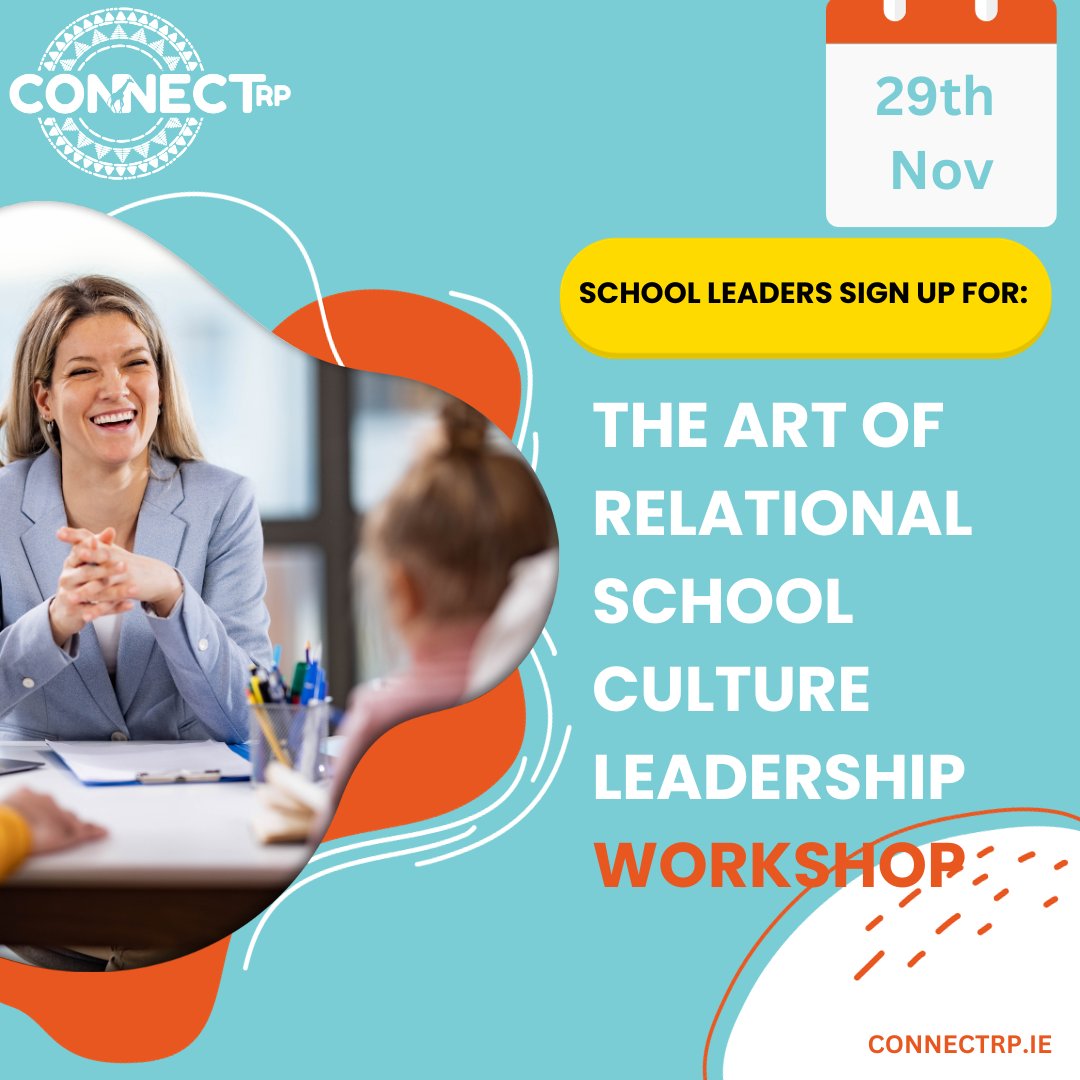 Attention all Principals and Deputy Principals. We have a workshop tailored just for you coming up this month: 

For more details and to register, visit connectrp.ie/training-day-f…

📍Where: Dublin West Education Centre
📆 Day: 29th November

#schoolleader #edchatie