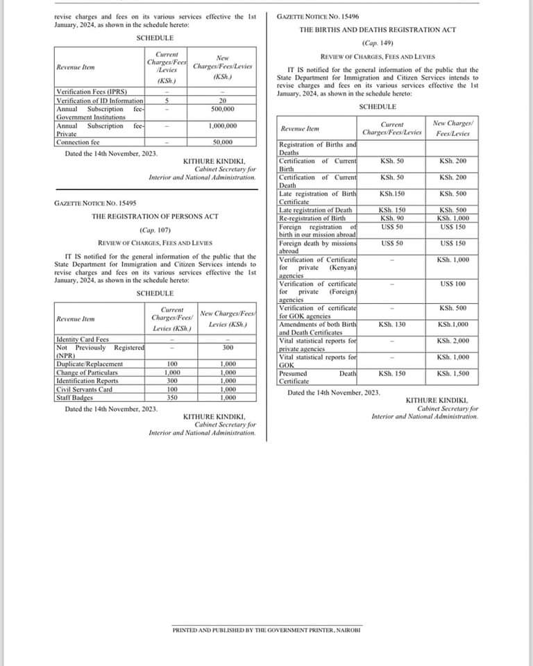 Thank you CS kindiki for listening to hue & cry of Kenyans by revoking the charges that was increased on the fees on immigration & civic registrations. Let it go to public participation this shows HE Ruto government listens to all kenyans. #mtetezi