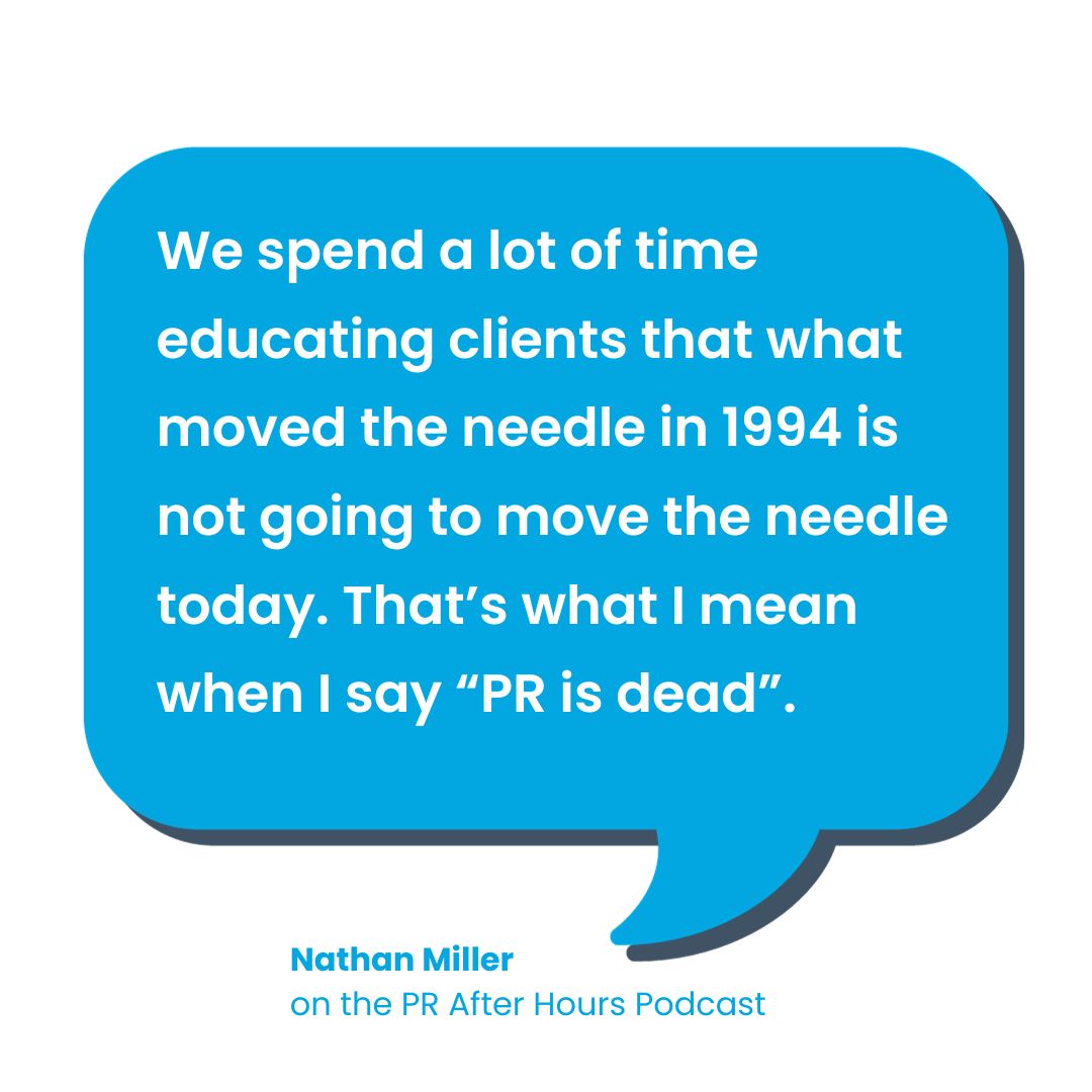 On the latest episode of PR After Hours, hosted by Alex Greenwood (@HoursPr), Miller Ink CEO Nathan Miller discussed how communications and public relations have shifted seismically over the last 20 years. Listen to the full episode here: buff.ly/3Sy6Uyh