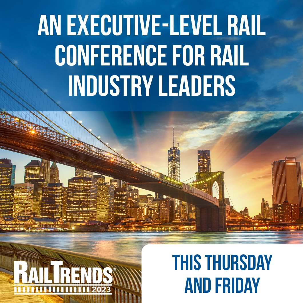 RailTrends 2023 is completely SOLD OUT!
Our annual executive-level rail conference for rail industry leaders is happening this Thursday and Friday, November 16-17.

Mark your calendars and stay tuned for updates on next year's show, RailTrends 2024, next November 14-15.