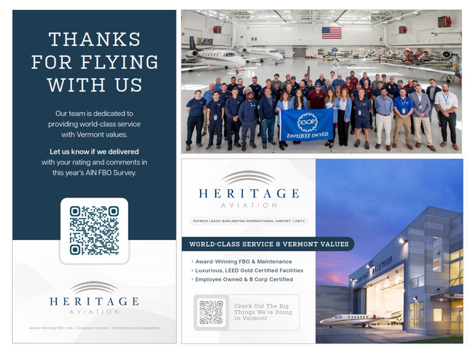 FlyHeritage's tweet photo. We are partnering with @AVFUEL  to participate in the @AINonline  FBO survey. The survey ranks the leading FBO's throughout the world, as voted by pilots and FBO customers. Please take a moment to support us, by completing the survey at https://t.co/wc8Z7J2C75 https://t.co/v2S95h3kDb