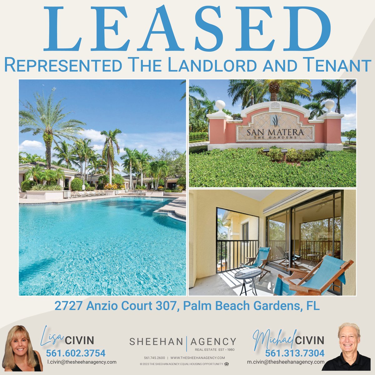 LEASED!✨
Represented the Landlord and Tenant!
San Matera Palm Beach Gardens
📍2727 Anzio Court 307, Palm Beach Gardens, FL
3 BEDS | 2 BATHS | 1,395 SQFT
#leased 
#RepresentedtheLandlord #landlord
#sanmatera
#RepresentedtheTenant #tenant
#southfloridalifestyle
#floridaliving
