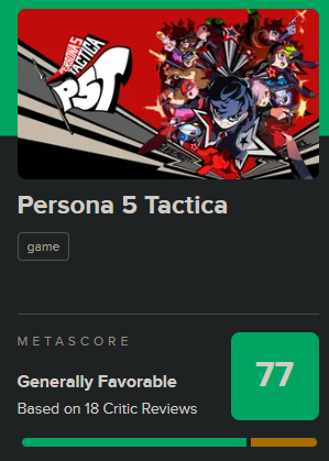 DavidCast JRPGs on X: Reviews for Persona 5 Tactica are now OUT