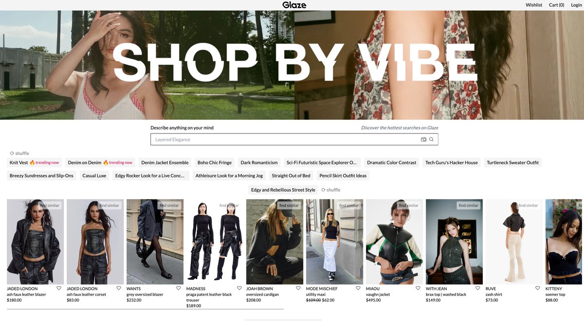 Meet @shopglaze  - personalized shopping powered by AI! We're proud to back their mission to reinvent e-commerce and connect consumers with emerging brands. The future of fashion is bright with Glaze! #Glaze #eCommerce #EmergingBrands

🔗useglaze.com