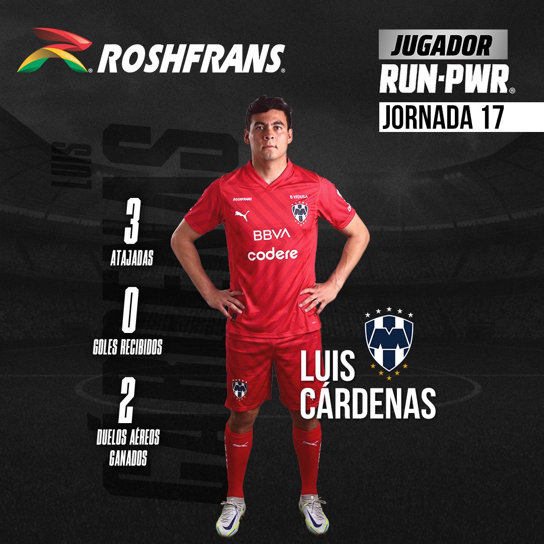 ¡@luisCardenas22 se convirtió en el jugador Run Power®️ con más potencia y eficiencia de la jornada 17! 🔝⚽ ¡Felicitamos al futbolista de @Rayados 🤠🇫🇮 por demostrar un alto rendimiento en el terreno de juego! 👏 #ElExpertoEnAceitesMultigrado #ArribaElMonterrey