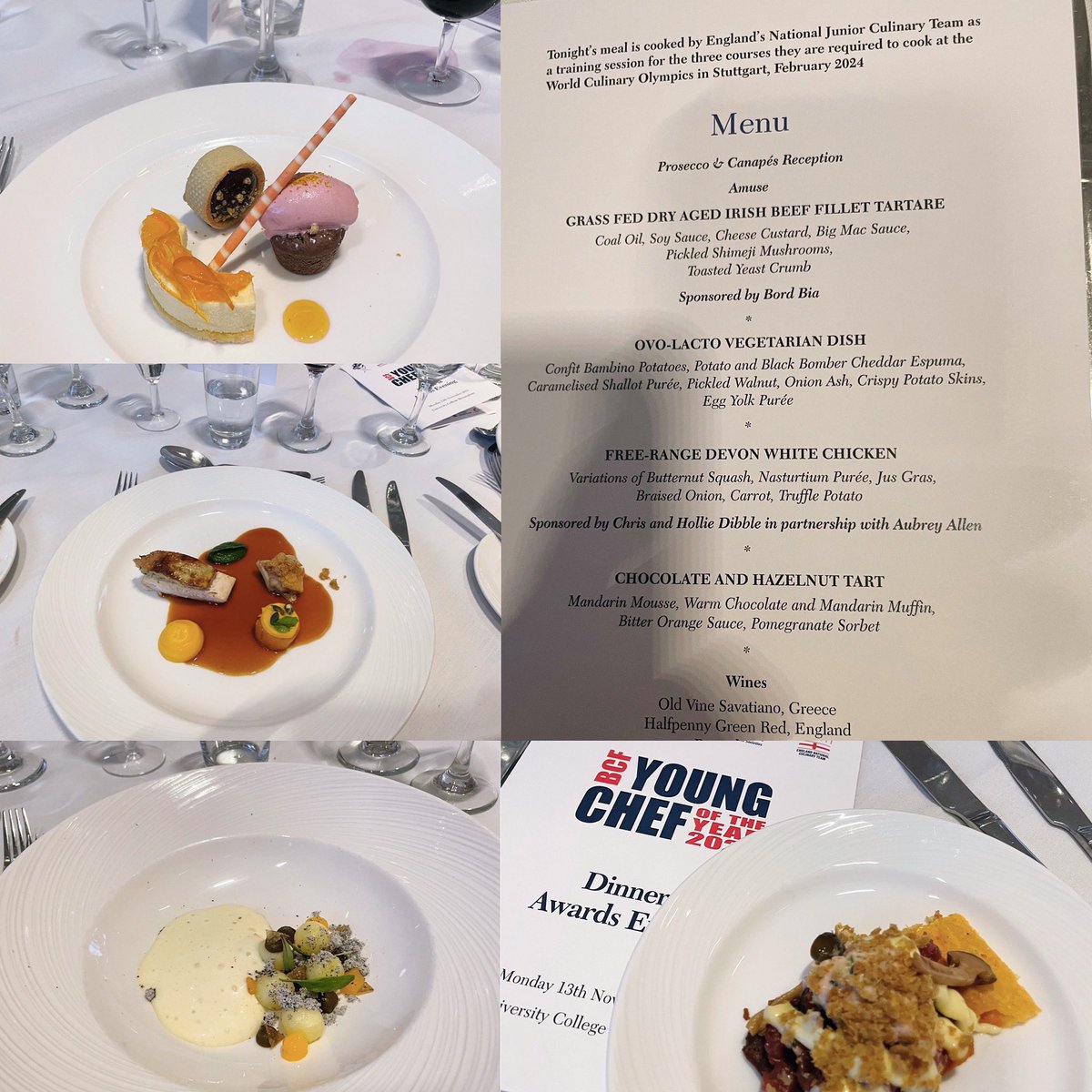 Stunning meal at University College Birmingham the BCF Young Chef of the year awards and a sneek preview of the UK youth team dishes for the World Cup - @bcf_chefs <a href="/Hobart_UK/">Hobart UK</a> #teamuk