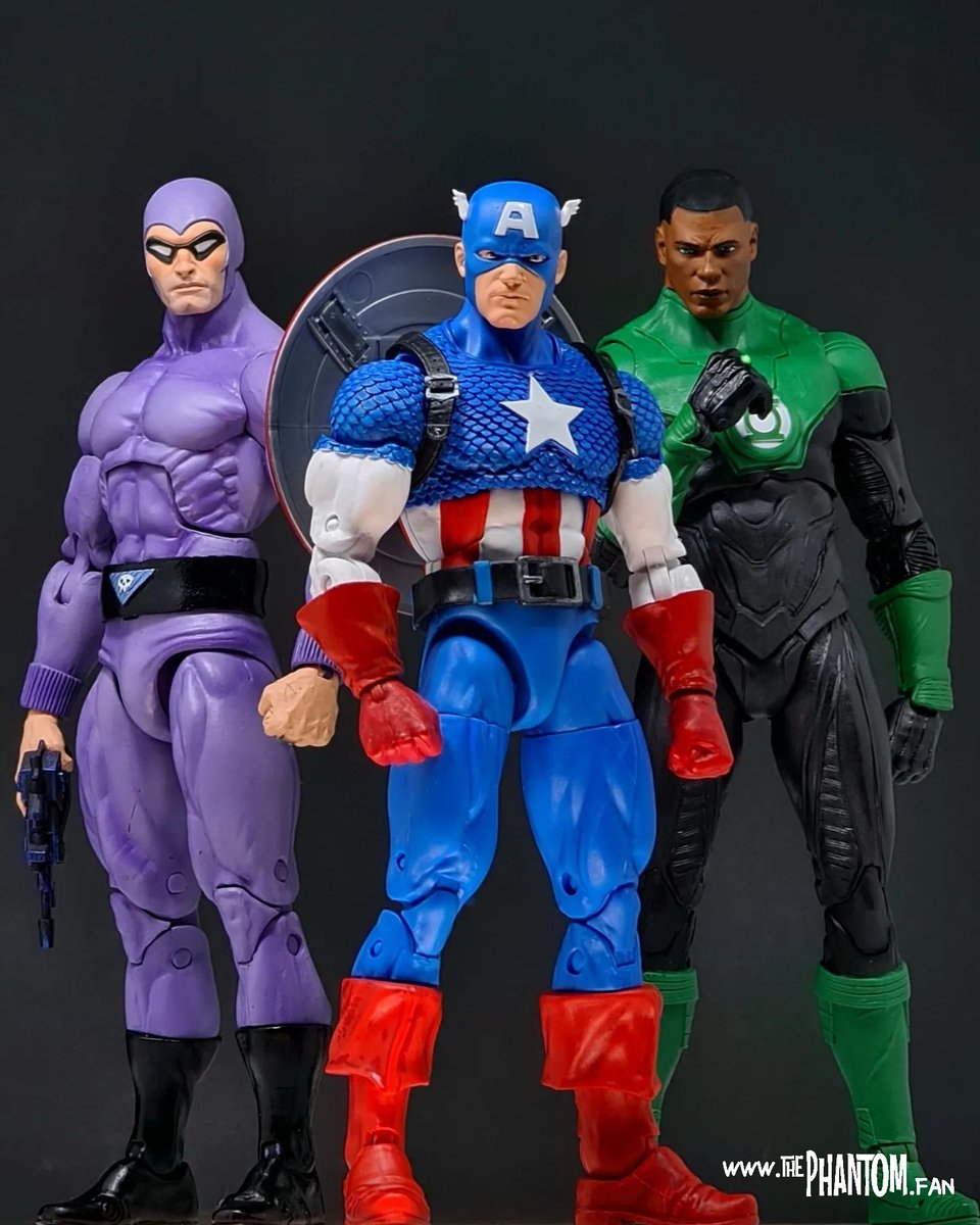 📸 The Phantom, Captain American & Green Lantern by G Apps. #thephantom #comicbook #captainamerica #greenlantern #figure #figurephotography