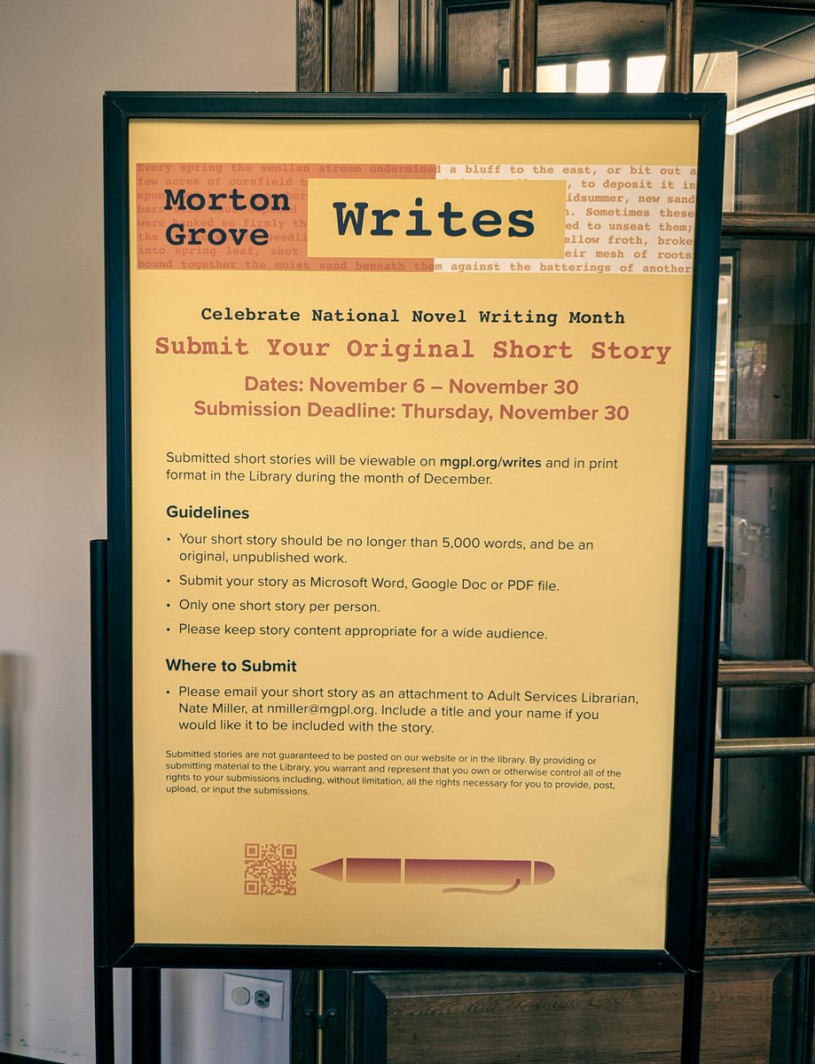 If you've always wanted to share your writing with the world, now's your chance! We're currently taking short story submissions until November 30th to be featured on our website &amp; in print at the library✍️ For all the details, please visit mgpl.org/writes.