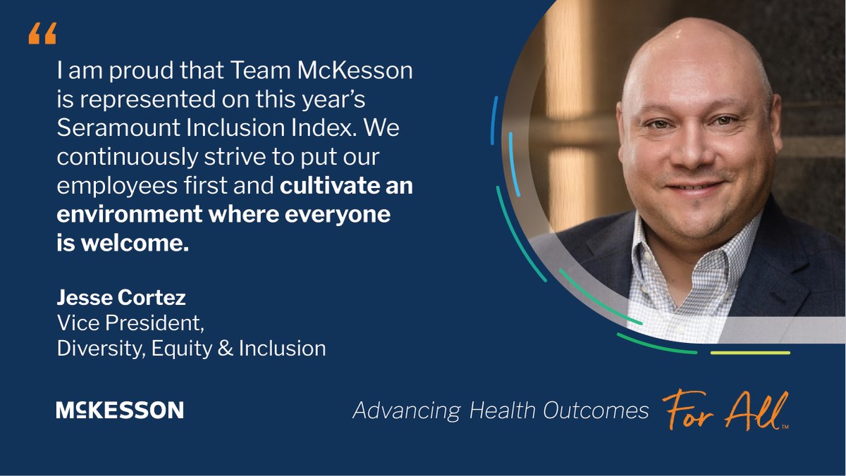 McKesson's tweet image. We&apos;ve been included on @Seramount’s 2023 #InclusionIndex for fostering a vibrant and inclusive culture that encourages everyone to bring their authentic selves to work. Thank you to #TeamMcKesson for ensuring that better care is everyone’s business. bit.ly/3QV14Ge