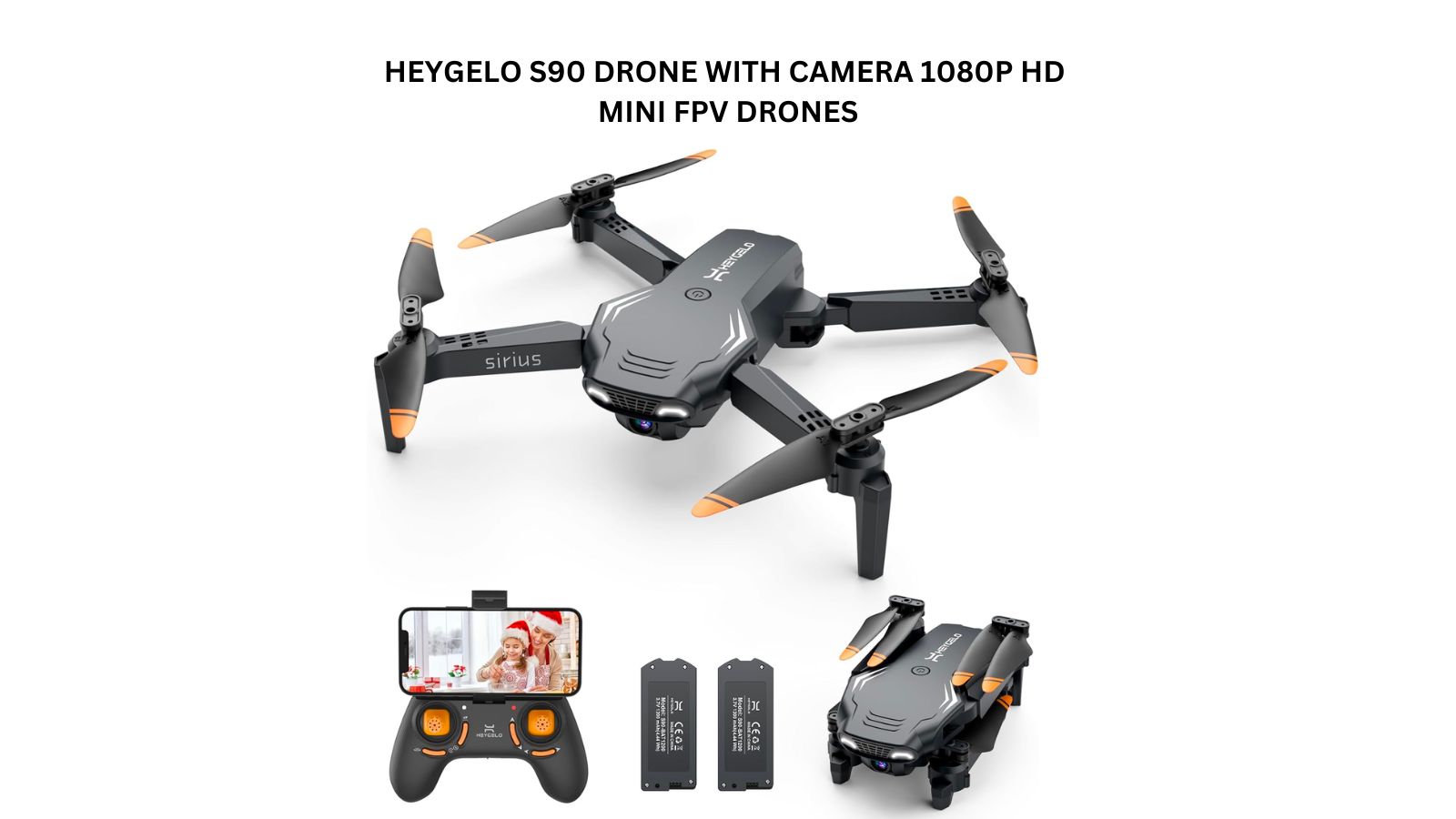 Heygelo S90 Drone with Camera for Adults - 1080P HD Mini FPV