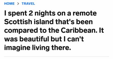MclachlanEve's tweet photo. Island tourism headlines have reached peak absurdity. Why are you describing staying on Barra like it's a haunted mansion you inherited from your great uncle https://t.co/aYrqg9sL5S