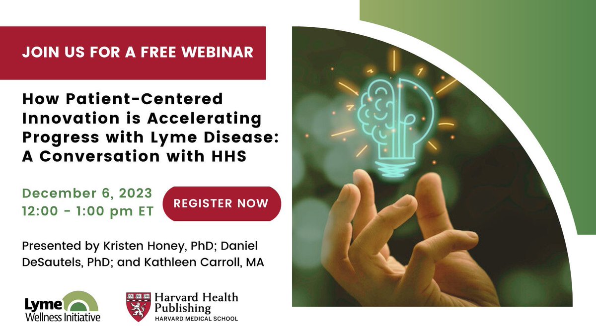 Despite affecting half a million people annually, the science of #Lymedisease is still emerging. Join us for a free #webinar with @khoney and her team from @HHSgov on patient-centered government initiatives that seek insights into the questions of #Lyme. bit.ly/45Z0QC9