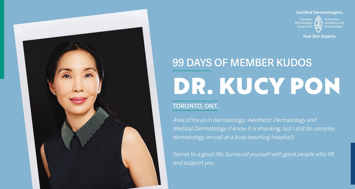 Canadian Dermatology (@cdndermatology) on Twitter photo Dr. Kucy Pon is deserving of our next #MemberKudos, being the 16th in our series! She’s been an exceptional director of Post-Graduate Cosmetic Dermatology Education at the <a href="/UofT_DoM/">Department of Medicine University of Toronto</a> and has advocated for more hands-on cosmetic dermatology learning opportunities for residents. 1/4 Dr. Kucy Pon is deserving of our next #MemberKudos, being the 16th in our series! She’s been an exceptional director of Post-Graduate Cosmetic Dermatology Education at the <a href="/UofT_DoM/">Department of Medicine University of Toronto</a> and has advocated for more hands-on cosmetic dermatology learning opportunities for residents. 1/4