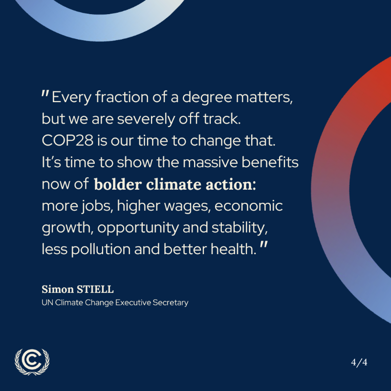 UNFCCC's tweet photo. Are we on track to meeting the Paris Agreement goals? 🌎

Our new report finds that national plans remain insufficient to limit global temperature rise to 1.5 degrees Celsius.

Read more: https://t.co/q5TAXr45Lg