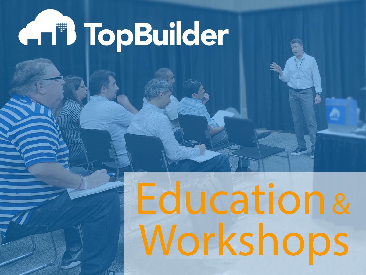 We are now booking for education workshops in 2023 and 2024! For a limited time, we are offering these workshops for free. A $250 Amazon Gift card for anyone who signs up a group for a workshop with 10 or more companies. topbuildersolutions.com/resource-cente…