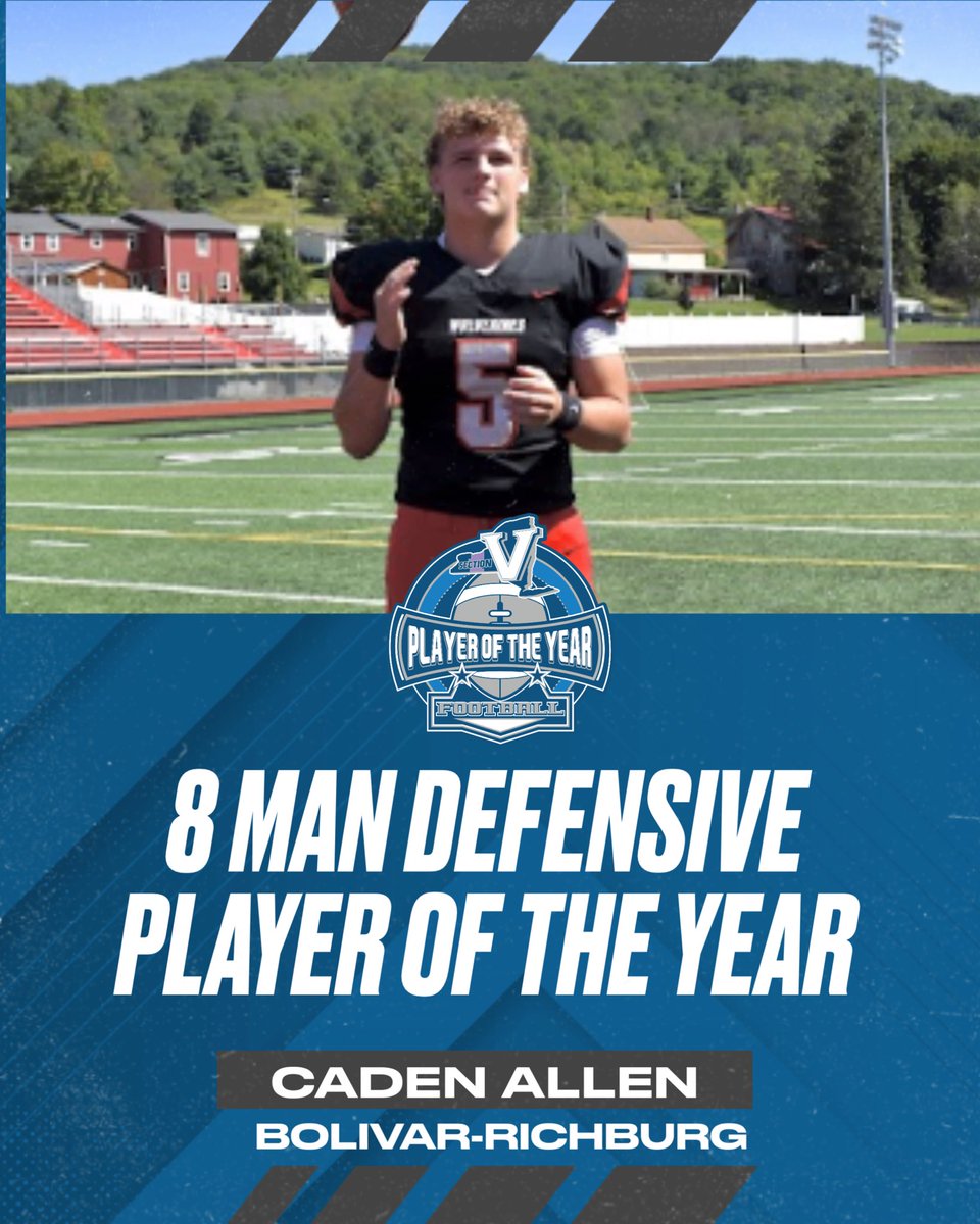 Section V Football (@secvfootball) on Twitter photo Congratulations to Caden Allen of <a href="/brcsDistrict/">Bolivar-Richburg CSD</a> who is the 8-Man Defensive Player of the Year! Congratulations to Caden Allen of <a href="/brcsDistrict/">Bolivar-Richburg CSD</a> who is the 8-Man Defensive Player of the Year!