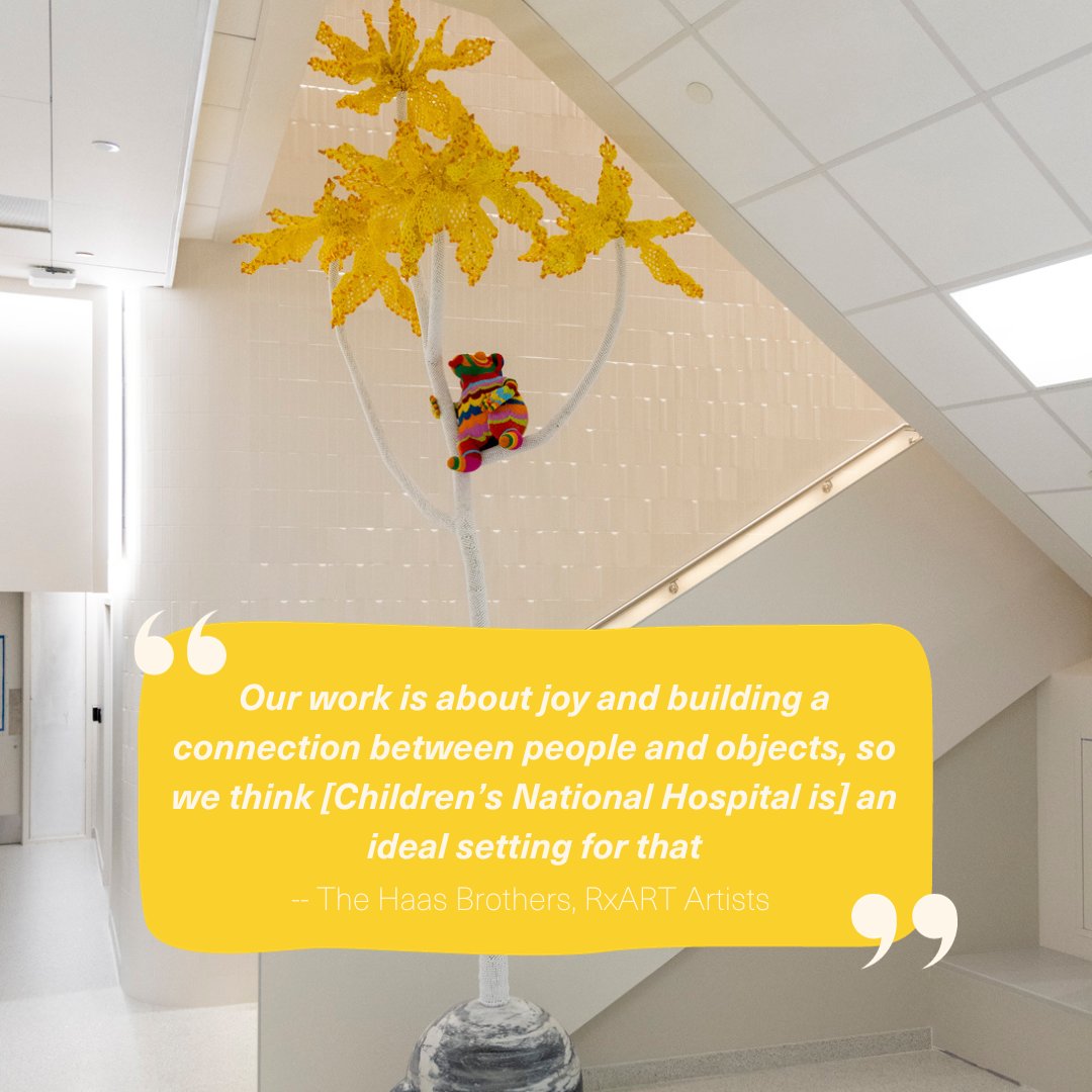 Revisiting "Tree to Be Me" by the Haas Brothers for #RxARTTestimonialTuesday! Installed at Children’s National Hospital in 2022, this 14-ft sculptural delight features a vibrant, hand-beaded monkey, spreading joy in the entryway. 🐒 Stay tuned for more heartfelt testimonials!