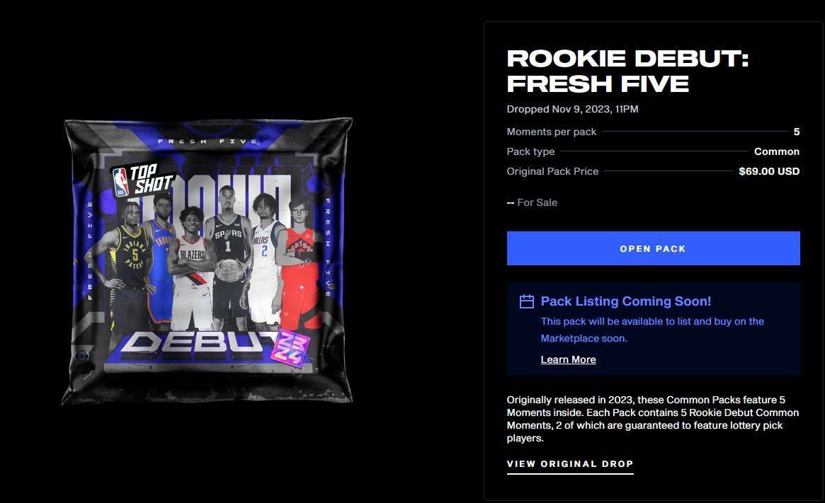 Managed to get a #NBA Rookie Debut: Fresh Five #Topshot pack featuring our favorite player #Wemby! LFG #NFT