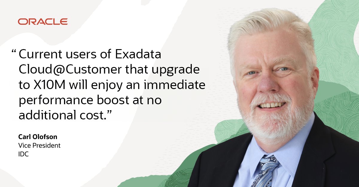 OracleExadata's tweet image. In a world requiring rapidly increasing data volumes and compute performance check out the blog from IDC’s Carl Olofson on how #OracleExadata X10M is up for the task. Learn more. social.ora.cl/6010uxLLu