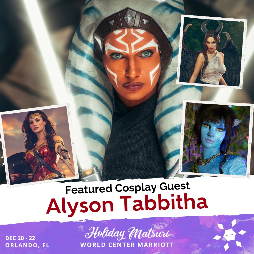 🎉Join us at #holidaymatsuri2023 to see @AlysonTabbitha The transformation queen, she has become a prominent name in the cosplay community. With her accessible tutorials helping anyone to participate in this incredible hobby! 🎟️ Grab your tickets today! Link in bio