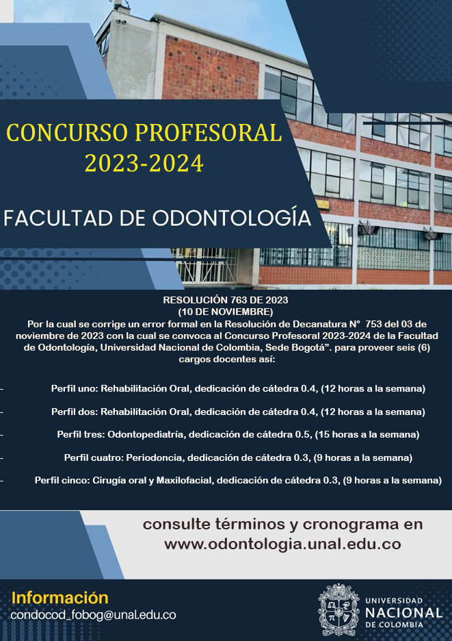 Facultad de Odontología - Universidad Nacional (@founbogota) on Twitter photo Concurso Profesoral 2023-2024 Concurso Profesoral 2023-2024