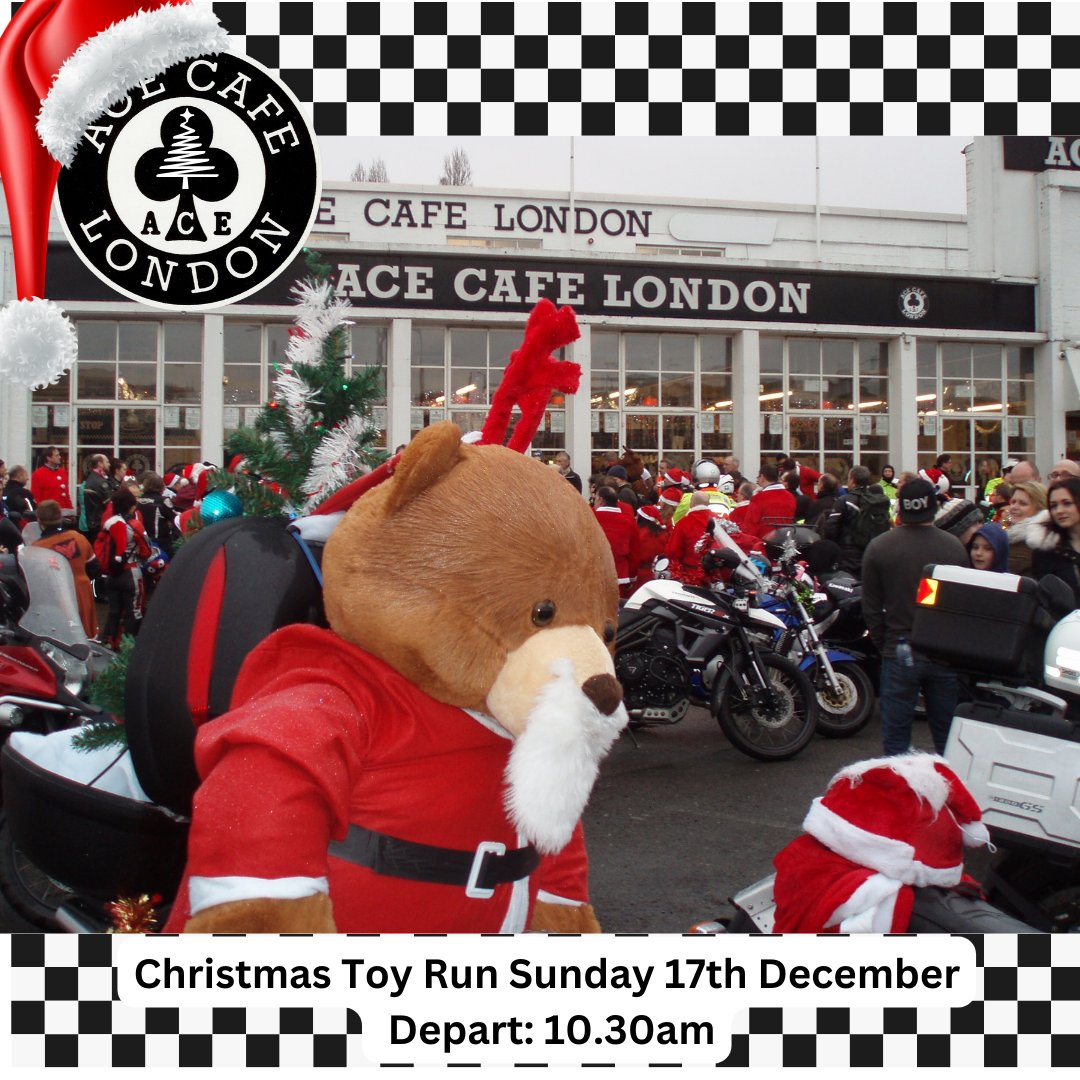 acecafelondon's tweet photo. ONE FOR THE DIARY!

Christmas Toy Run &amp; Carol Service

Sunday 17th December
Depart: 10.30am
The cafe's annual Christmas Toy Run into central London will be leaving at 10.30am on Sunday 17th December to visit and drop off presents to the children's wards at two London hospitals https://t.co/rivNAgmIaZ