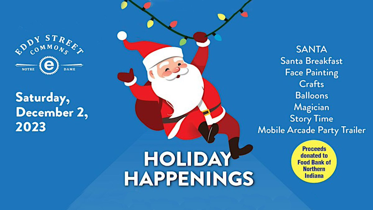 Pancake Breakfast with Santa at Brothers starting at 8am. Events and festivities continue on Eddy St until 2 pm.  For more info and advance tickets, click here > ow.ly/ORtz50Q6pCk