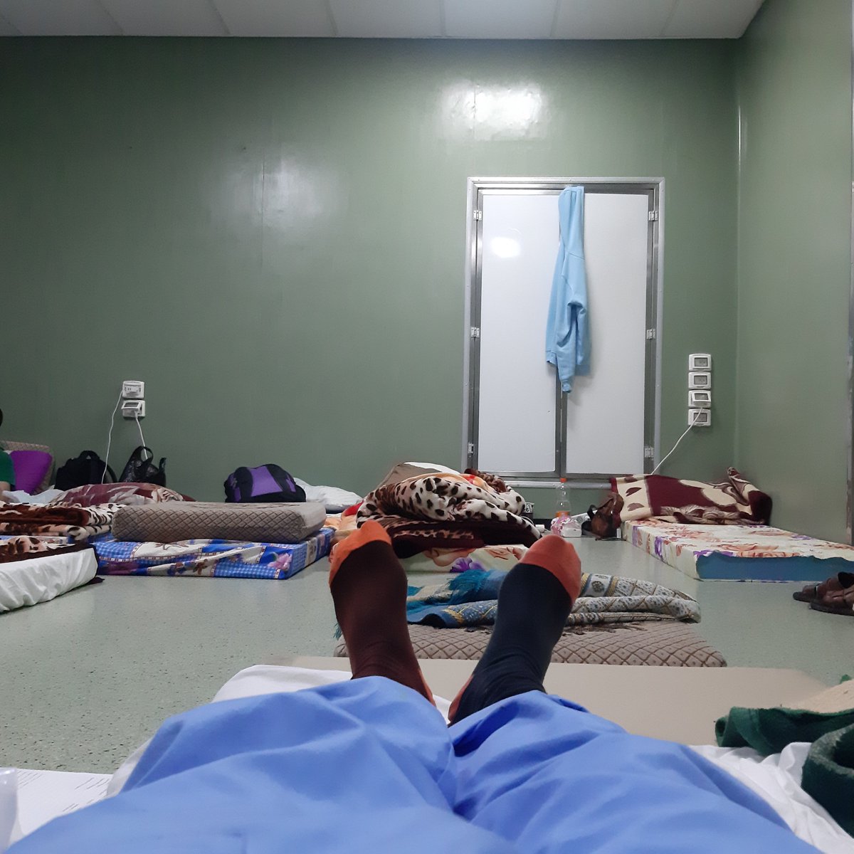 GhassanAbuSitt1's tweet image. Our sleeping quarters. 
I think the sound of newborn babies from the ceasarian sections done in the OR  filled the air with the optimism of a new tomorrow. 
Laughter heard amongst the staff for the first time in a long while.