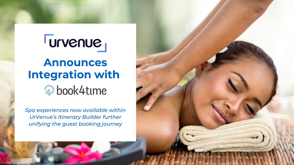 UrVenue
🌟 #UrVenue is taking guest experience to the next level by teaming up with #Book4Time! Now, spa bookings are listed on the same guest itinerary as cabana rentals, dining reservations, and more.  #PXMS #Book4Time #UnifiedBooking #HospitalityTechnology #HospitalityIndustry