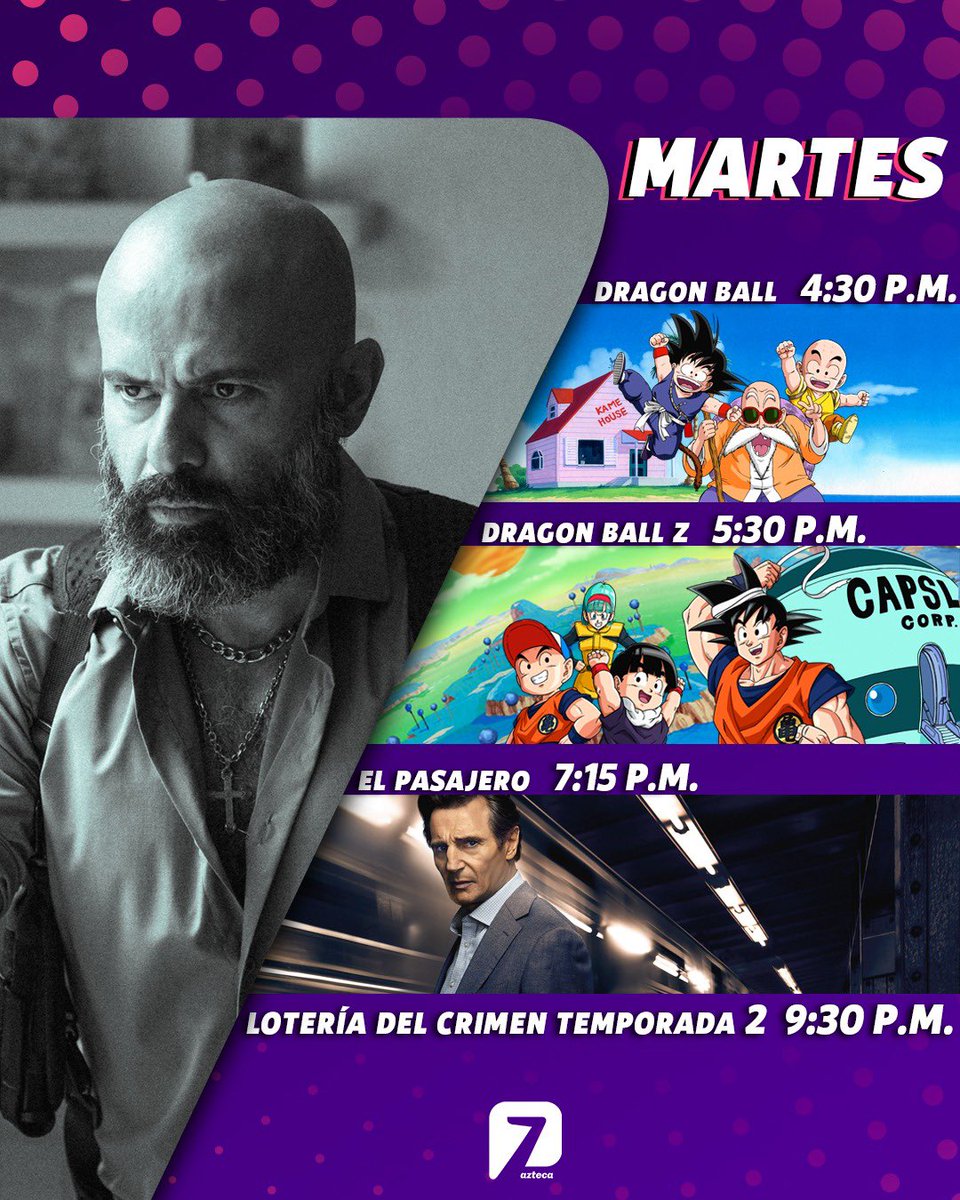 Este martes 14 de noviembre la pantalla del canal correcto se llenará de acción total. 💥🐉🚊

Prepárate para #UnViajeIntenso, a partir de las 4:30 p.m. aquí en 𝗔𝘇𝘁𝗲𝗰𝗮 𝟳. 🕵🏻‍♀️🔍🚨