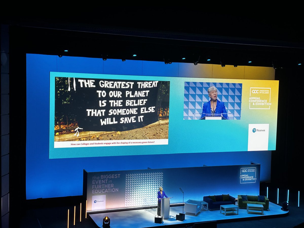 Colleges can and will play a critical role in mobilising people to take action to save our planet 🌎 ⁦<a href="/gatesheadcoll/">Gateshead College</a>⁩ #AoCConf2023 ⁦<a href="/ling_judy/">Judy Ling Wong</a>⁩