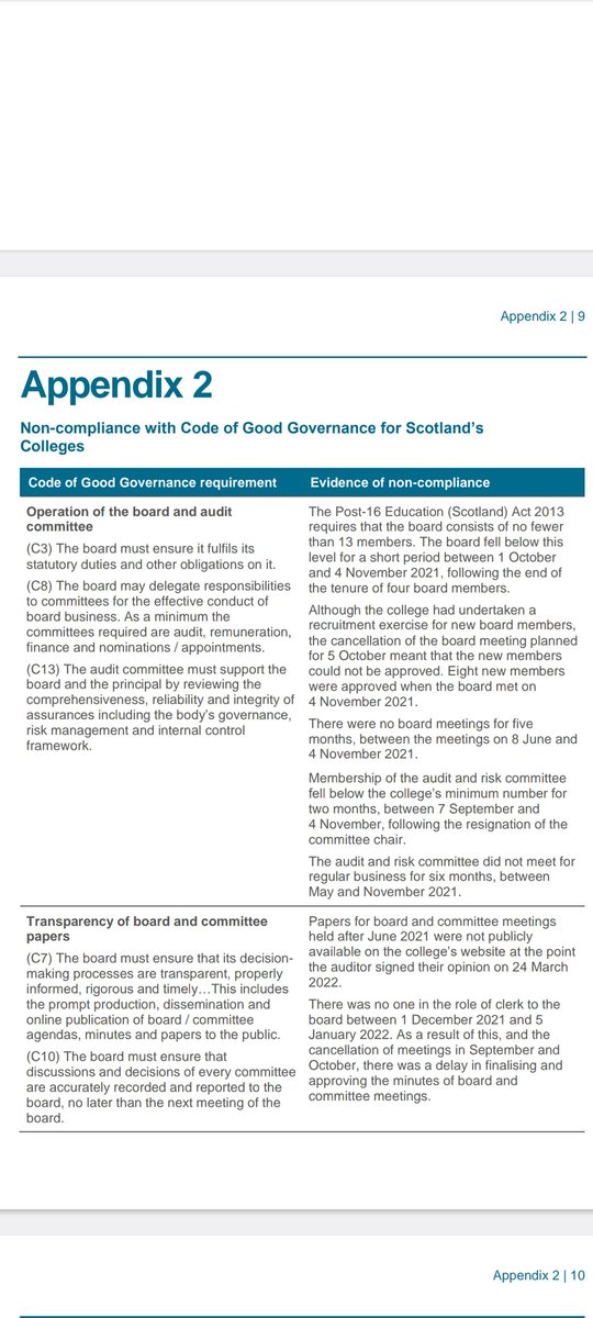FriendsofTMF's tweet image. CEO Tricia Donnelly sat on the @SLCek board for 4 years until March this year, for part of her tenure she was the Senior Independent Member. @AuditScotland found a number of areas where @SLCek did not fully comply with the Code of Good Governance for Colleges.  2/4