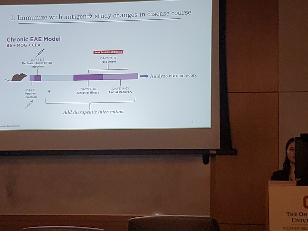 NGP"s Cora Petersen currently presenting her dissertation research from the Lovett-Racke lab <a href="/OhioStateMed/">The Ohio State University College of Medicine</a>! Doing great!! #PhD #MultipleSclerosis