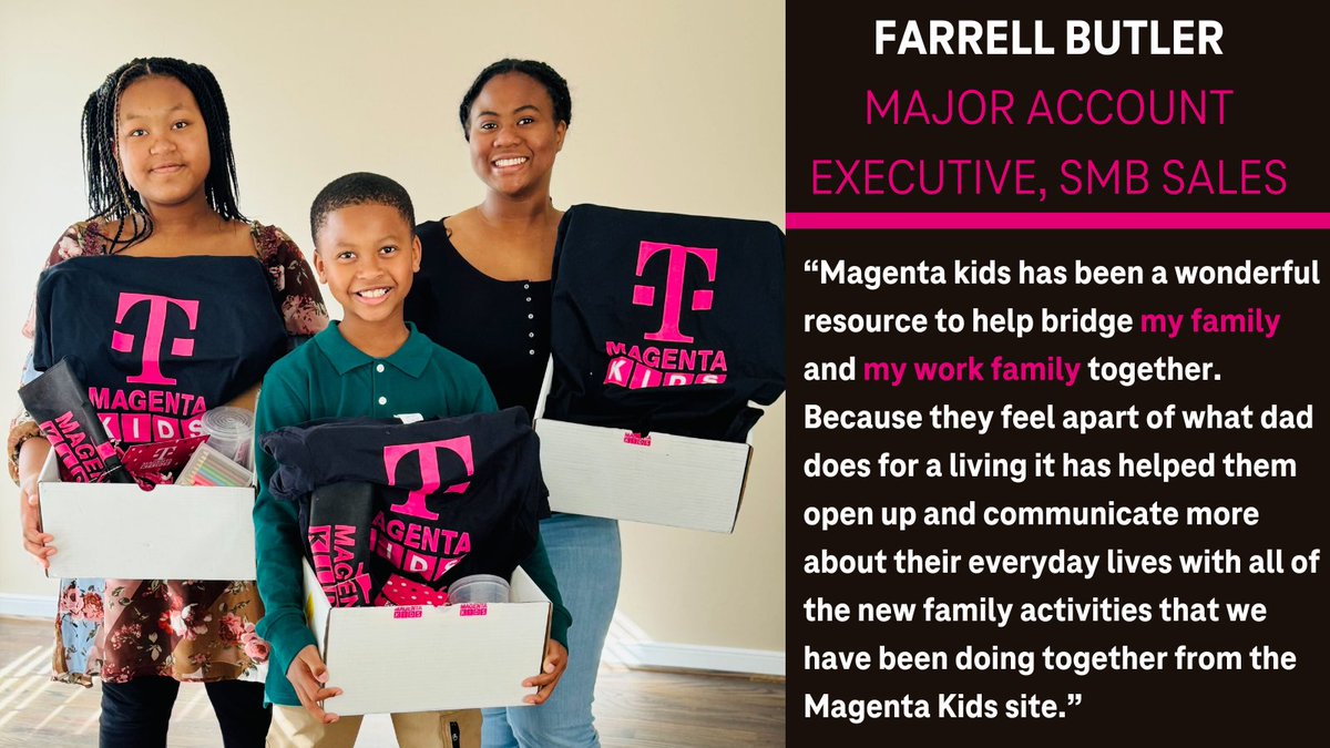 👨‍👩‍👧‍👦 Bring your family closer together with Magenta Kids like Farrell! 🎉 Join in the fun with interactive programs and resources that connect your kiddos to our brand, their community, and each other. 💕 #MagentaKids #OneTeam